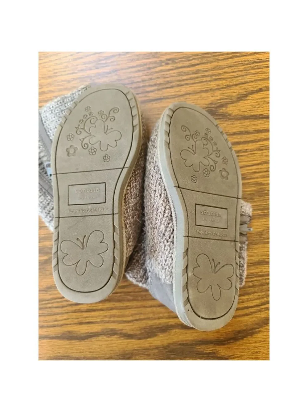 Sonoma Gray Knit Zipper Slippers Size 3 Girls